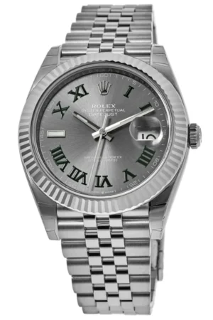 Datejust 41 Steel & White Gold Wimbledon Dial Fluted Bezel Men's Watch M126334-0022