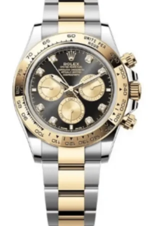 Cosmograph Daytona Stainless Steel and Yellow Gold Black and Golden Diamond-Set Dial Men's Watch M126503-0002
