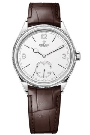 Rolex 1908 White Gold White Dial Alligator Leather Strap Men's Watch M52509-0006