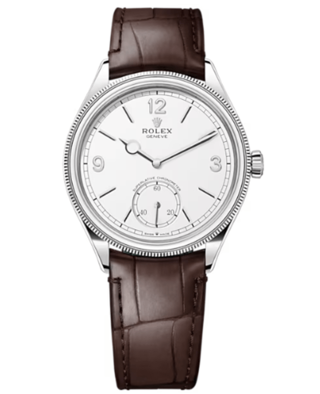 Rolex 1908 White Gold White Dial Alligator Leather Strap Men's Watch M52509-0006