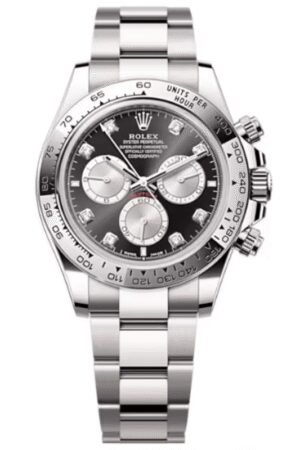 Rolex Cosmograph Daytona White Gold Black and Steel Diamond-Set Dial Men's Watch M126509-0002
