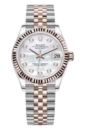 Rolex Datejust 31 Stainless Steel and Rose Gold Mother-of-Pearl Diamond Dial Women's Watch M278271-0026