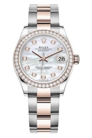 Rolex Datejust 31 Stainless Steel and Rose Gold Mother-of-Pearl Diamond Dial Diamond Bezel Women's Watch M278381RBR-0025