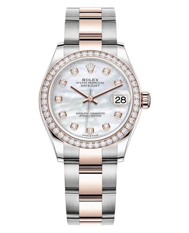 Rolex Datejust 31 Stainless Steel and Rose Gold Mother-of-Pearl Diamond Dial Diamond Bezel Women's Watch M278381RBR-0025