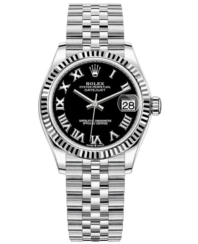 Rolex Datejust 31 Stainless Steel and White Gold Black Roman Dial Women's Watch M278274-0002