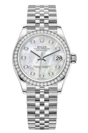 Rolex Datejust 31 Stainless Steel and White Gold Mother-of-Pearl Diamond Dial Diamond Bezel Women's Watch M278384RBR-0008