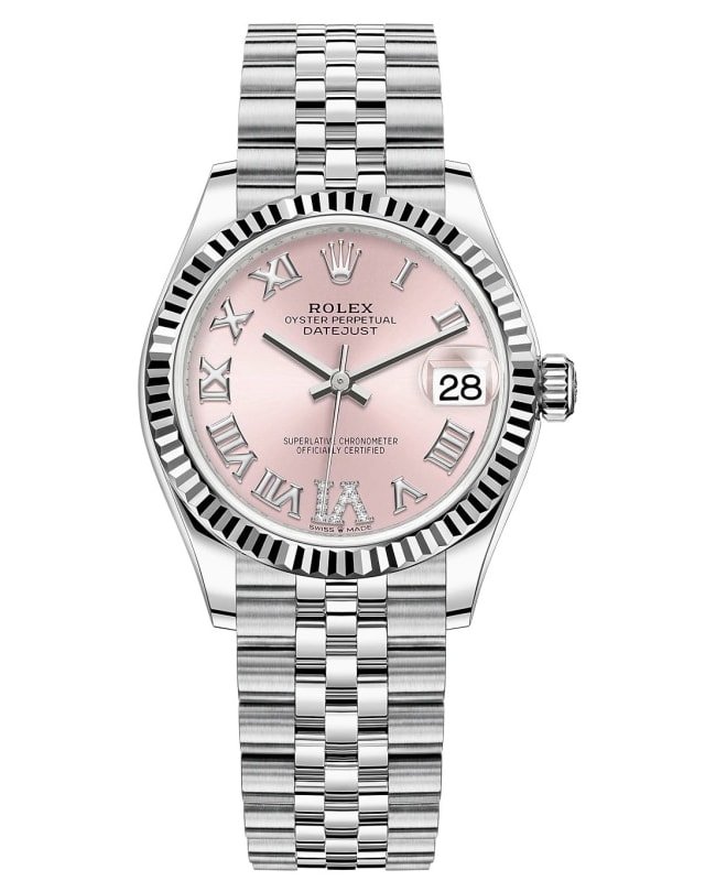 Rolex Datejust 31 Stainless Steel and White Gold Pink Roman Diamond Dial Women's Watch M278274-0024