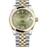 Rolex Datejust 31 Stainless Steel and Yellow Gold Olive Green Roman Diamond Dial Women's Watch M278243-0016