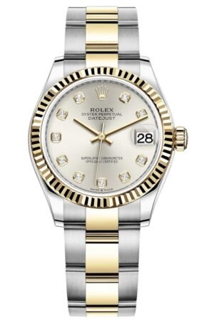 Rolex Datejust 31 Stainless Steel and Yellow Gold Silver Diamond Dial Women's Watch M278273-0019