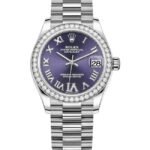 Rolex Datejust 31 White Gold Aubergine Diamond Pave Roman Dial Diamond Bezel Women's Watch M278289RBR-0019