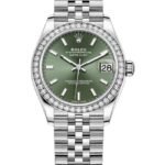 Rolex Datejust 31 White Gold Mint Green Dial Diamond Bezel Women's Watch M278384RBR-0022