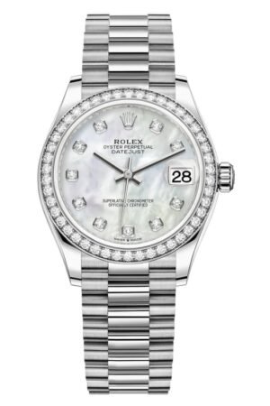 Rolex Datejust 31 White Gold Mother-of-Pearl Diamond Dial Diamond Bezel Women's Watch M278289RBR-0005