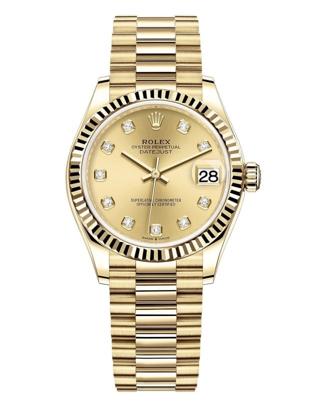 Rolex Datejust 31 Yellow Gold Champagne Diamond Dial Women's Watch M278278-0009