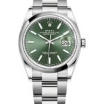 Rolex Datejust 36 Stainless Steel Mint Green Dial Women's Watch M126200-0024