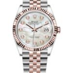 Rolex Datejust 36 Steel & Everose Gold Mother-of-Pearl Diamond Dial Women's Watch M126231-0021
