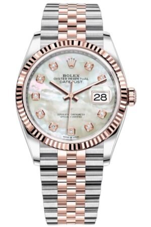Rolex Datejust 36 Steel & Everose Gold Mother-of-Pearl Diamond Dial Women's Watch M126231-0021