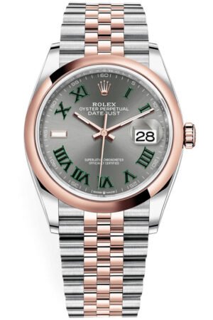 Rolex Datejust 36 Steel & Everose Gold Slate Roman Wimbledon Dial Women's Watch M126201-0029