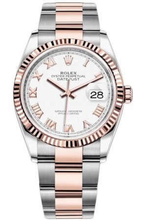 Rolex Datejust 36 Steel & Everose Gold White Roman Dial Women's Watch M126231-0016