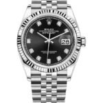 Rolex Datejust 36 Steel & White Gold Black Diamond Dial Women's Watch M126234-0027