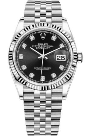 Rolex Datejust 36 Steel & White Gold Black Diamond Dial Women's Watch M126234-0027