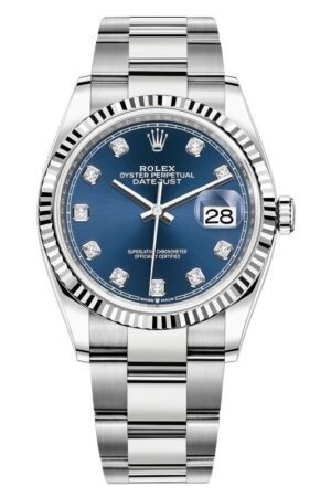Rolex Datejust 36 Steel & White Gold Blue Diamond Dial Women's Watch M126234-0038