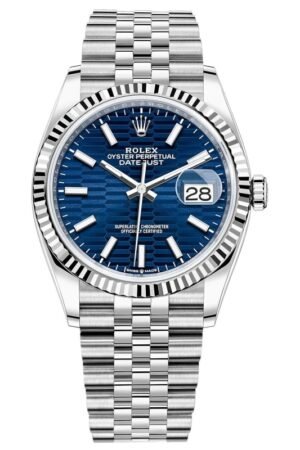Rolex Datejust 36 Steel & White Gold Blue Fluted-Motif Dial Women's Watch M126234-0049