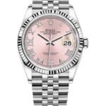Rolex Datejust 36 Steel & White Gold Pink Diamond Pave Roman Dial Women's Watch M126234-0031