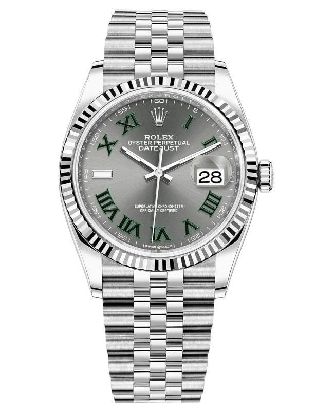 Rolex Datejust 36 Steel & White Gold Slate Roman Dial Women's Watch M126234-0045