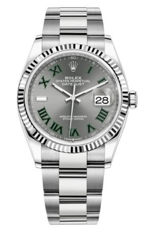 Rolex Datejust 36 Steel & White Gold Slate Roman Dial Women's Watch M126234-0046