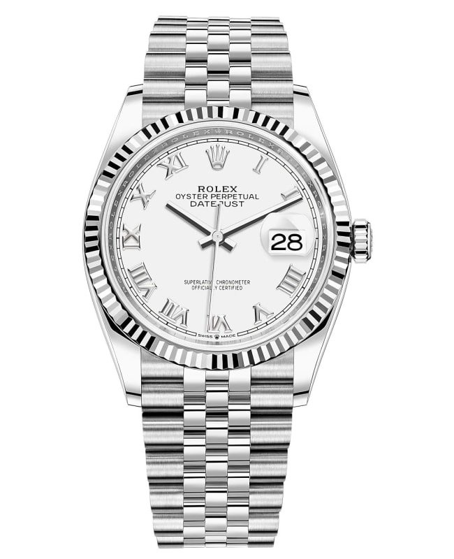 Rolex Datejust 36 Steel & White Gold White Roman Dial Women's Watch M126234-0025