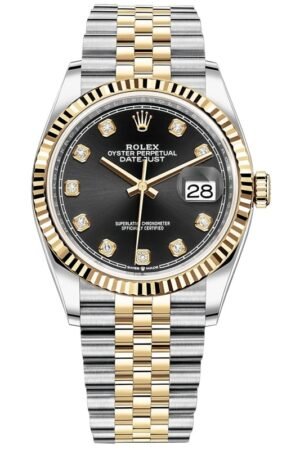 Rolex Datejust 36 Steel & Yellow Gold Black Diamond Dial Women's Watch M126233-0021