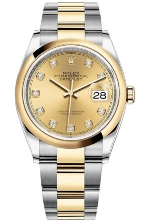 Rolex Datejust 36 Steel & Yellow Gold Champagne Diamond Dial Men's Watch M126203-0018
