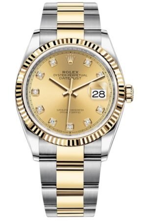 Rolex Datejust 36 Steel & Yellow Gold Champagne Diamond Dial Women's Watch M126233-0018