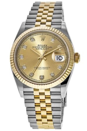 Rolex Datejust 36 Steel & Yellow Gold Champagne Diamond Dial Women's Watch M126233-0017