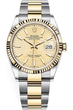 Rolex Datejust 36 Steel & Yellow Gold Golden Fluted-Motif Dial Women's Watch M126233-0040