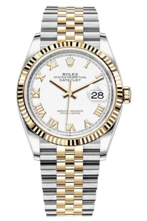Rolex Datejust 36 Steel & Yellow Gold White Roman Dial Jubilee Women's Watch M126233-0029