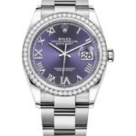 Rolex Datejust 36 White Gold & Diamonds Aubergine Pave Roman Dial Women's Watch M126284RBR-0014