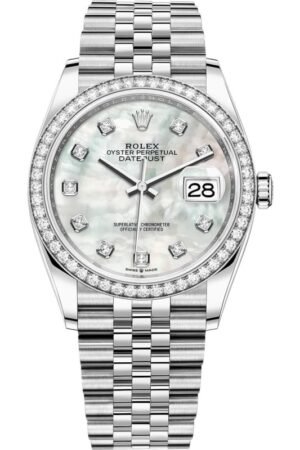 Rolex Datejust 36 White Gold & Diamonds Mother of Pearl Diamond Dial Women's Watch M126284RBR-0011