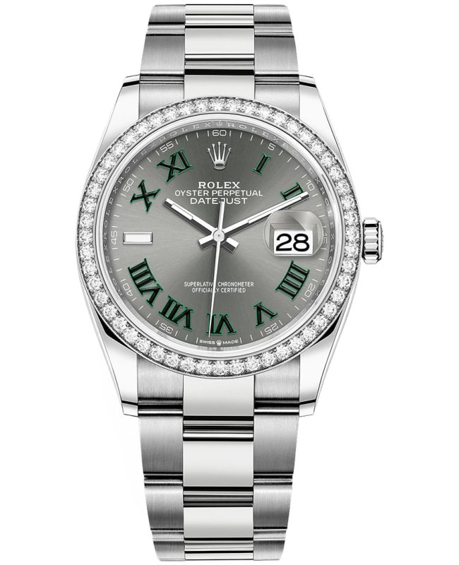 Rolex Datejust 36 White Gold & Diamonds Slate Roman Dial Women's Watch M126284RBR-0038