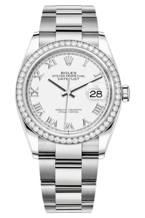 Rolex Datejust 36 White Gold & Diamonds White Roman Dial Women's Watch M126284RBR-0018