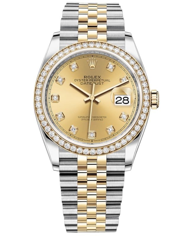 Rolex Datejust 36 Yellow Gold & Diamonds Champagne Dial Women's Watch M126283rbr-0003