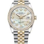 Rolex Datejust 36 Yellow Gold & Diamonds Mother of Pearl Diamond Dial Women's Watch M126283RBR-0009