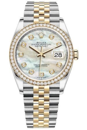Rolex Datejust 36 Yellow Gold & Diamonds Mother of Pearl Diamond Dial Women's Watch M126283RBR-0009