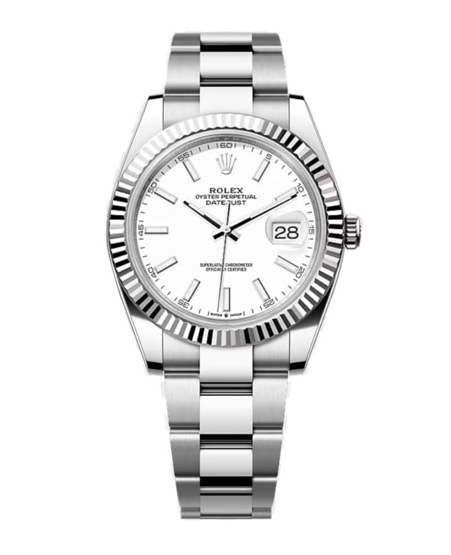 Rolex Datejust 41 Stainless Steel And White Gold White Dial Men's Watch M126334-0009