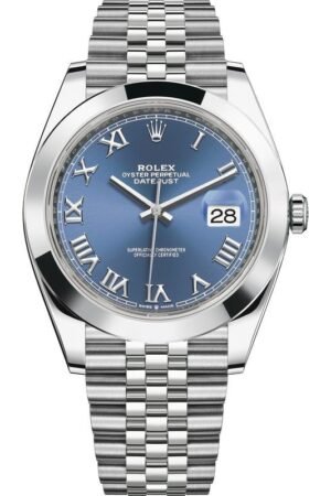 Rolex Datejust 41 Stainless Steel Blue Roman Dial Jubilee Bracelet Men's Watch M126300-0018