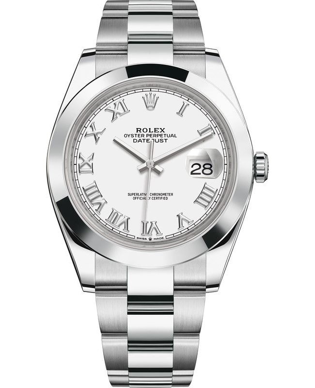 Rolex Datejust 41 Stainless Steel White Roman Dial Men's Watch M126300-0015