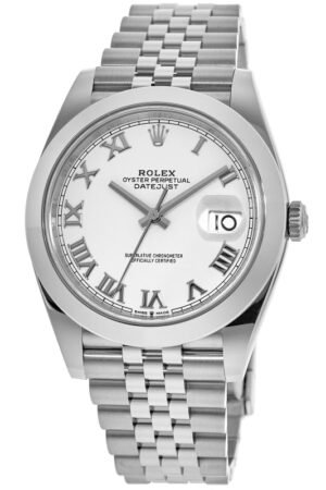 Rolex Datejust 41 Stainless Steel White Roman Jubilee Band Men's Watch M126300-0016
