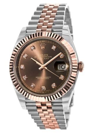 Rolex Datejust 41 Steel and Everose Gold Chocolate Dial Diamond Men's Watch M126331-0004