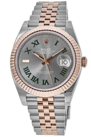 Rolex Datejust 41 Steel and Everose Gold Wimbledon Green Dial Jubilee Men's Watch M126331-0016