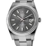 Rolex Datejust 41 Steel & White Gold Fluted Bezel Slate Dial Oyster Men's Watch M126334-0013